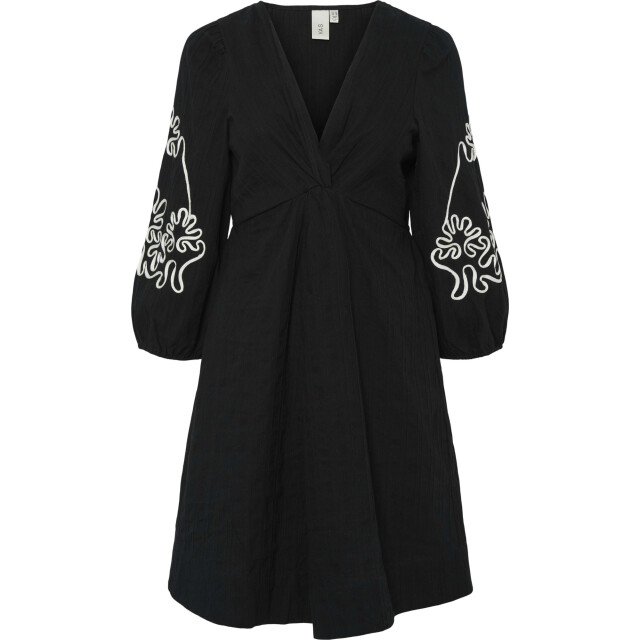 Y.A.S Yasgigga 3/4 dress black/white emb 26036900-190939001 large