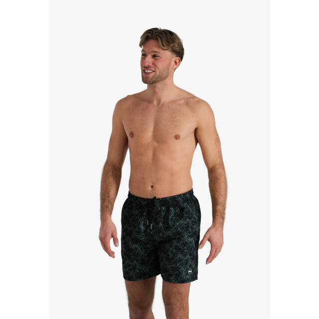 Happy Shorts Heren zwemshort palmbladeren zwart/jungle groen print HS-SW-1146 large