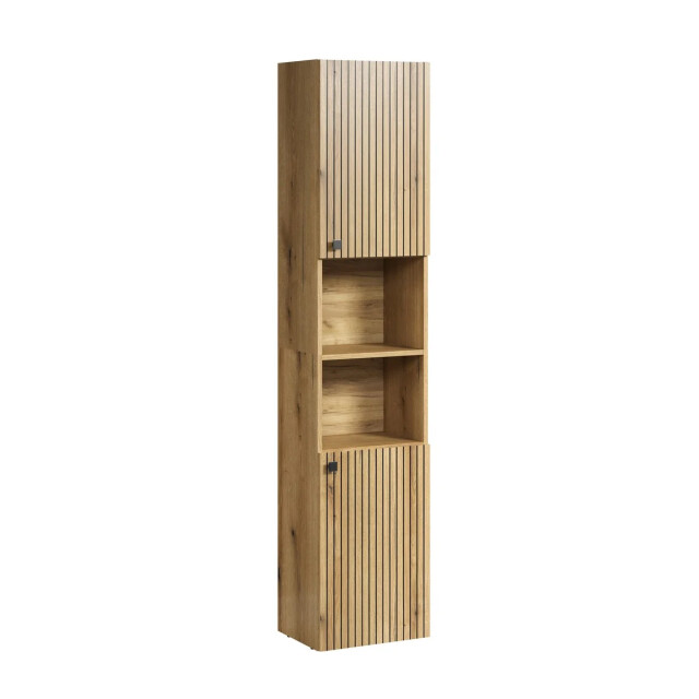 CaliCosy Geribbelde badkamerkolom met 2 deuren en 2 open vakken h186 cm purebliss 3042524 large