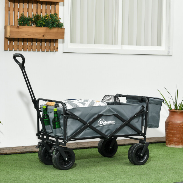4goodz Outsunny opvouwbare bolderkar met koeltas, strandwagen tot 100 kg 3173677 large