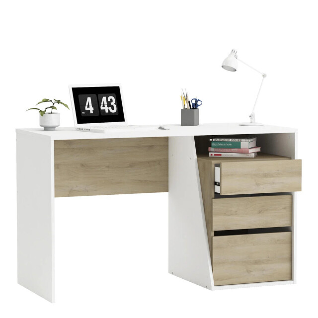 CaliCosy Bureau 3 lades hout en wit decor jefferson 2931882 large