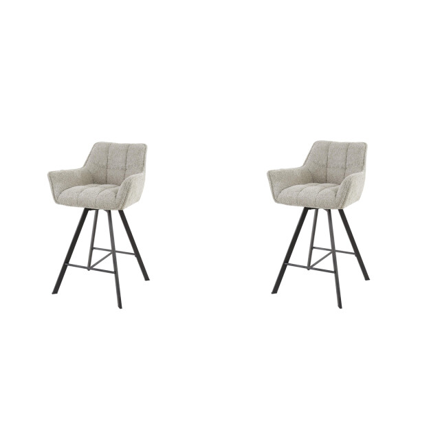Hoyz Hoyz barstoel raster boucle zand draaibaar 2 stuks 2596097 large