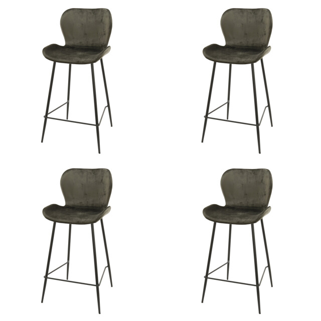 Hoyz Hoyz barstoel velvet antraciet 4 stuks 2061541 large