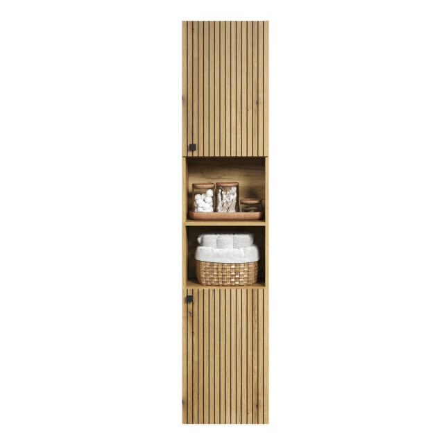CaliCosy Geribbelde badkamerkolom met 2 deuren en 2 open vakken h186 cm purebliss 3042524 large