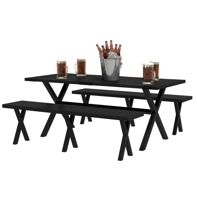 4goodz Tuintafelset voor 4 personen aluminium houtlook 3173697 large