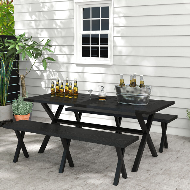 4goodz Tuintafelset voor 4 personen aluminium houtlook 3173697 large