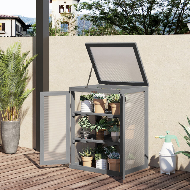 4goodz Outsunny 3-laags kweekkas tuinkas met 2 deuren van hout 3173658 large