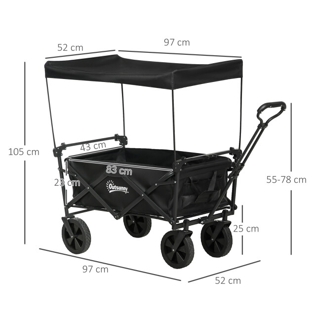 4goodz Outsunny opvouwbare bolderwagen met zonnescherm, transportkar 3173678 large