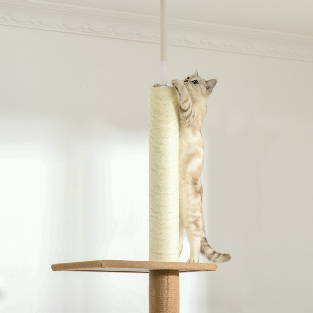 4goodz Pawhut krabpaal plafondhoog 228-260 cm verstelbaar klimboom voor katten 3173654 large
