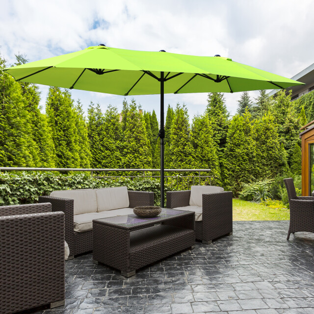 4goodz Outsunny duo-parasol 460x270 cm brede xl parasol lime 3173685 large