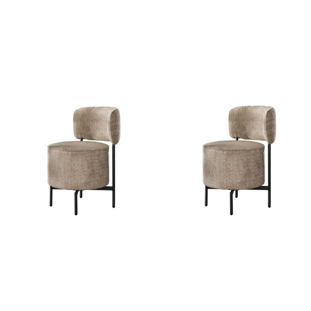 Hoyz stoel cocktail draaibaar boucle zandkleur set van 2 2835020 large