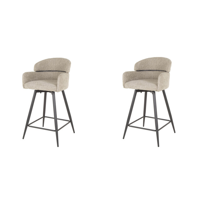 Hoyz barstoel draaibaar boucle ronde rug 2 stuks boucle zandkleur 3005211 large