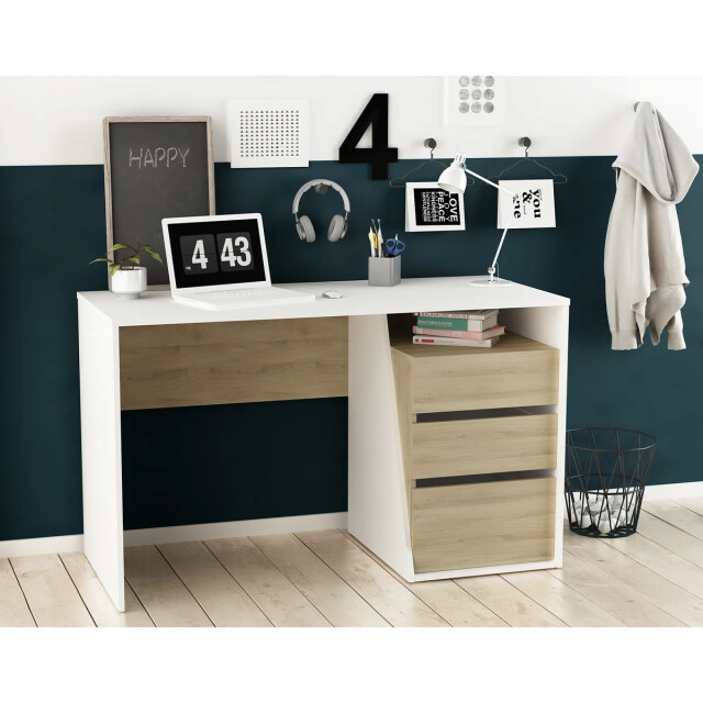 CaliCosy Bureau 3 lades hout en wit decor jefferson 2931882 large