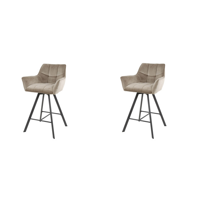 Hoyz Hoyz barstoel raster velours champagne draaibaar 2 stuks 2596098 large