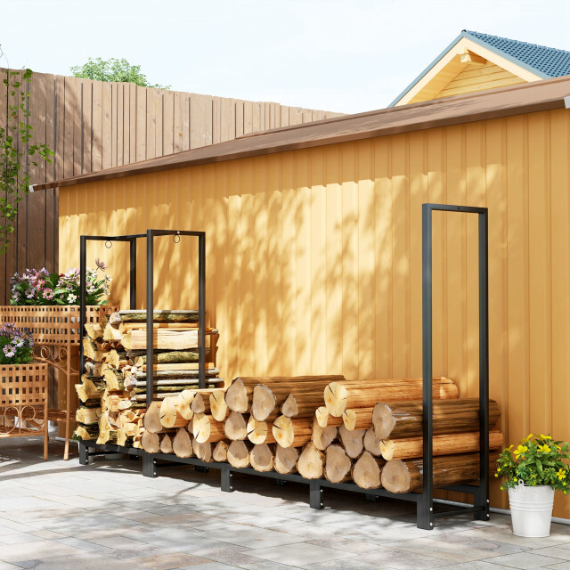 4goodz Outsunny houthaardenrek 240 cm tot 300 kg staal - 3173644 large