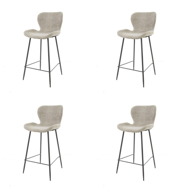 Hoyz barstoel ronde buis 4 stuks boucle zandkleur 2636978 large