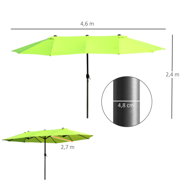 4goodz Outsunny duo-parasol 460x270 cm brede xl parasol lime 3173685 large