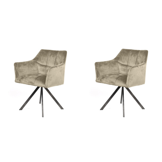 Hoyz Hoyz velvet armstoel champagne draaibaar 2 stuks 2061568 large