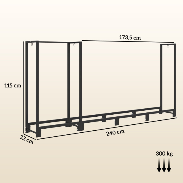 4goodz Outsunny houthaardenrek 240 cm tot 300 kg staal - 3173644 large