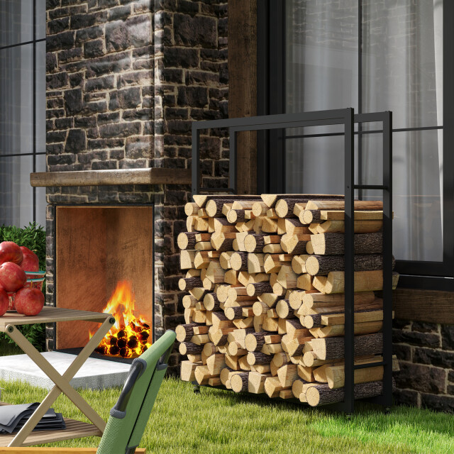 4goodz Outsunny houtopslag 120 cm houtrek met wielen - 3173646 large