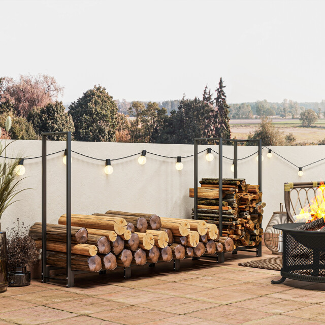 4goodz Outsunny houthaardenrek 240 cm tot 300 kg staal - 3173644 large