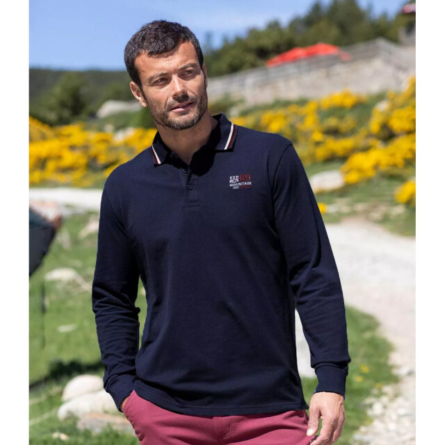 Atlas For Men Heren pique poloshirt met lange mouwen (pack of 2) UTAF114_navyblueskyblue large