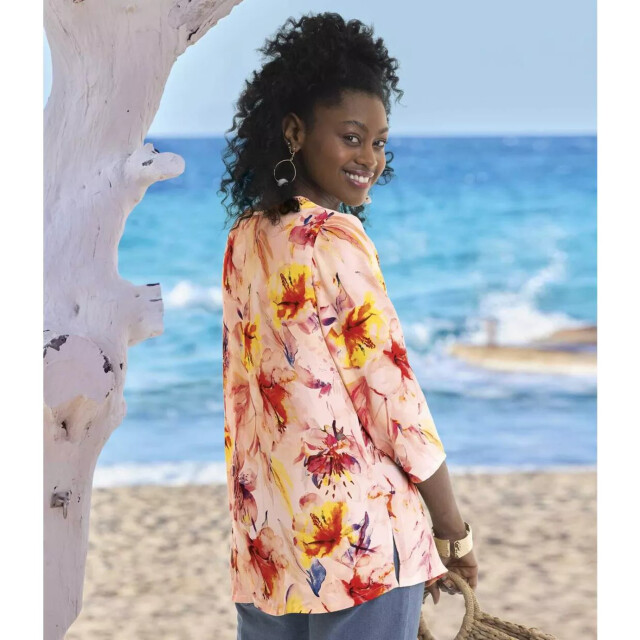 Atlas for Women Dames bloemencrepe blouse UTAF711_coral large