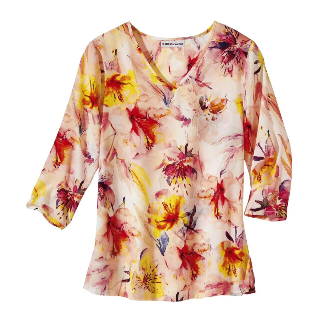 Atlas for Women Dames bloemencrepe blouse UTAF711_coral large