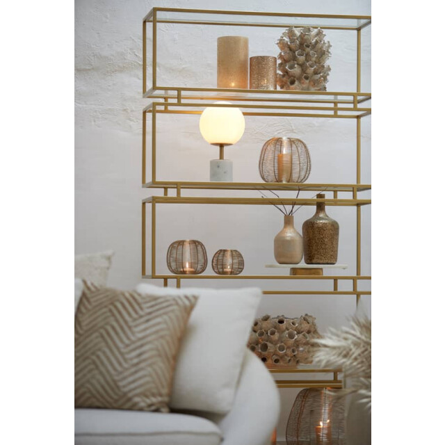 Light & Living Tafellamp antiek brons mat wit glas medina Ø 20 x 35cm 1874126 large