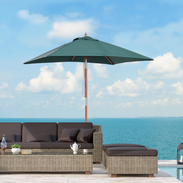 4goodz 3-delig kantelbare parasol hout rechthoekig 200x150x230 cm groen 3171657 large