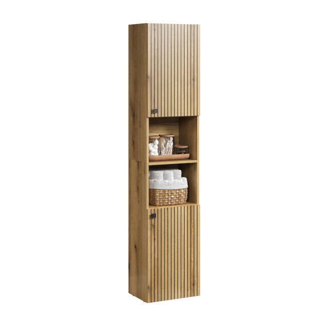 CaliCosy Geribbelde badkamerkolom met 2 deuren en 2 open vakken h186 cm purebliss 3042524 large