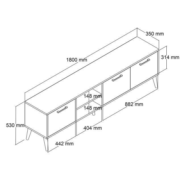 CaliCosy Meubel tv 2 nissen 3 deuren l180 cm exxen 2937416 large