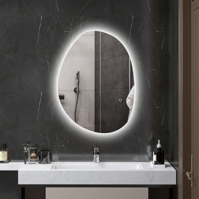 4goodz Asymmetrische badkamerspiegel met led-verlichting 70x50 cm 3174486 large