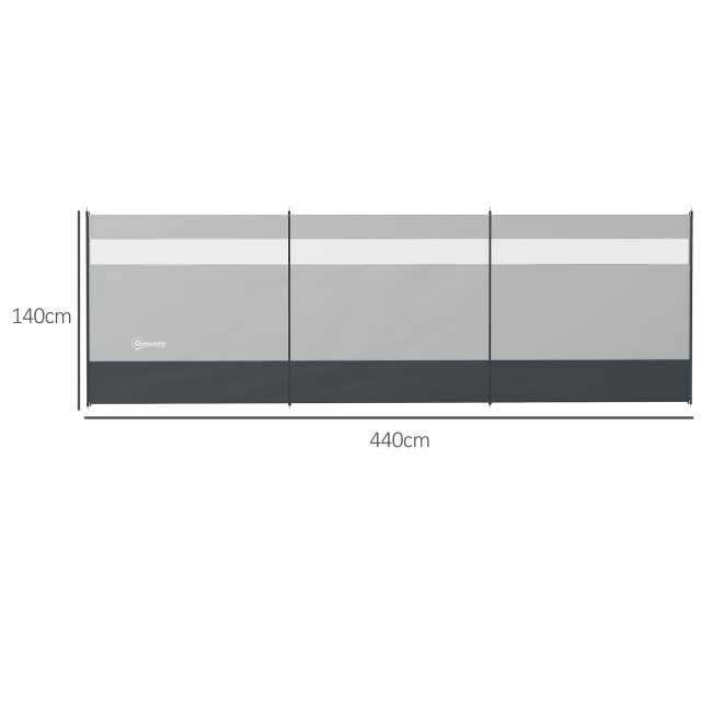 4goodz Windscherm met kijkvenster en draagtas, stalen palen 440x140cm - 3174488 large