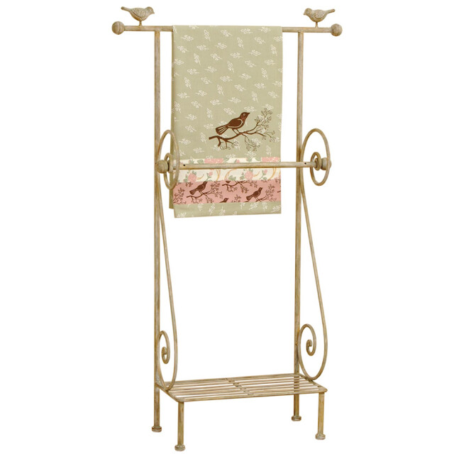 Clayre & Eef Handdoekenrek 55x18x97 cm bruin ijzer rechthoek vogel 1169395 large