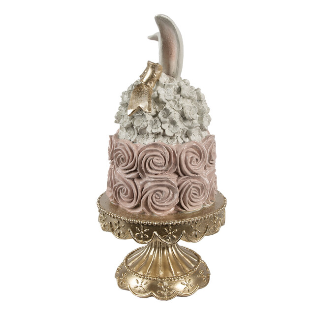 Clayre & Eef Decoratie beeld taart Ø 17x35 cm roze kunststof 3174660 large