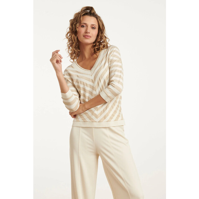 Smashed Lemon 25180 off white top met chevron streepprint | off 25180-010-025 large