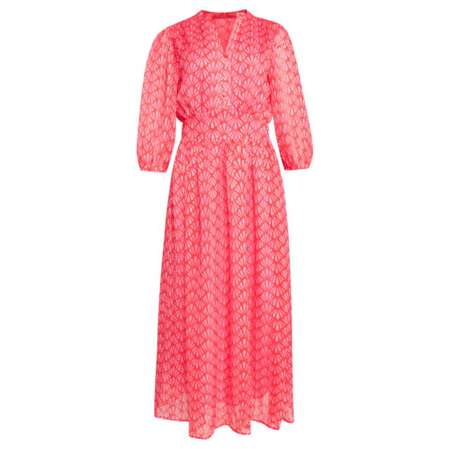 Smashed Lemon 25050 elegante maxi chiffon jurk met rode en roze 25050-450-420 large