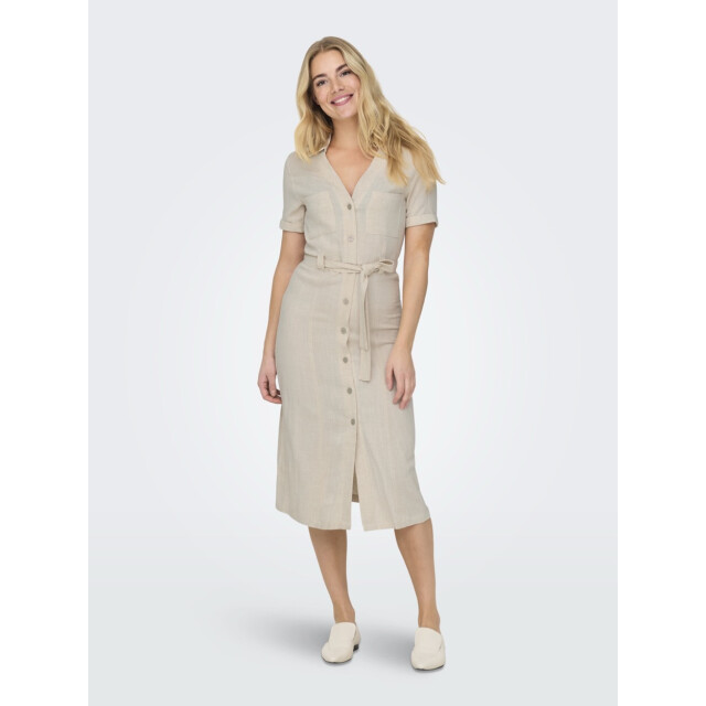 Only Onlsiesta ss linen bl shirt dress p zand 4429.04.0004 large