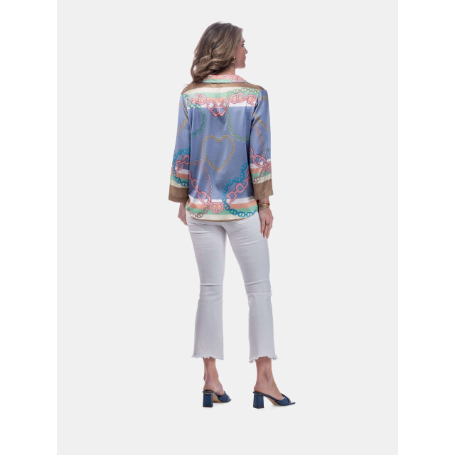 Mucho Gusto ® blouse livorno ketting hart blauw elegantie MUCHO GUSTO® Blouse Livorno Ketting Hart Blauw Elegantie large
