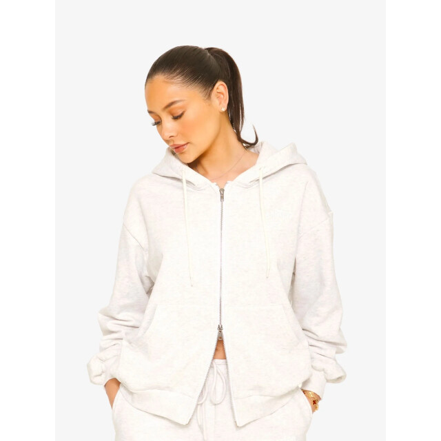 LA Sisters Dames vest essential double zipper grey ESSENTIAL-DOUBLE-ZIPPER-HOODIE-GREY large