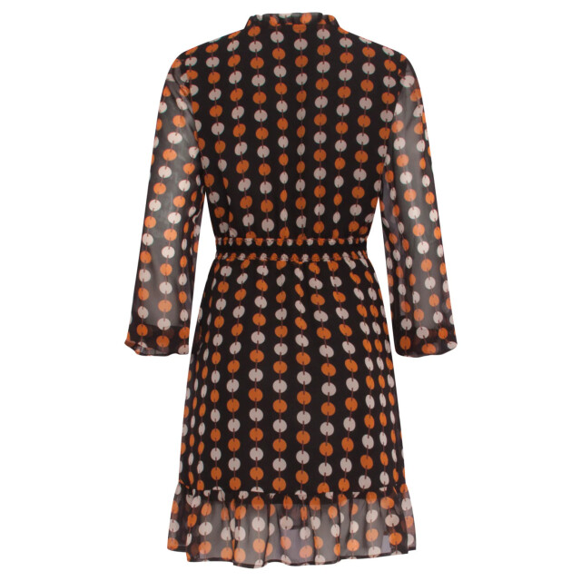 Smashed Lemon 23803 cognac grafische print v-hals jurk | 23803-999-740 large