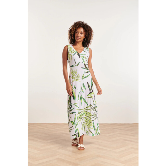 Smashed Lemon 24373 dames maxi jurk zonder mouwenallover bladeren 24373-530-010 large