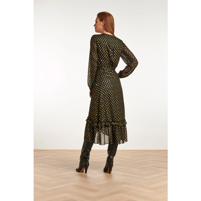 Smashed Lemon 23728-999-025 v-hals jurk met stippenprint 100% 23728-999-025 large