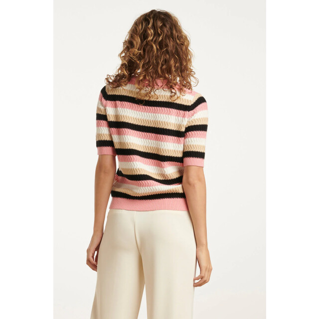 Smashed Lemon 25109 gebreide trui met roze, sand en zwart colourblock 25109-421-998 large