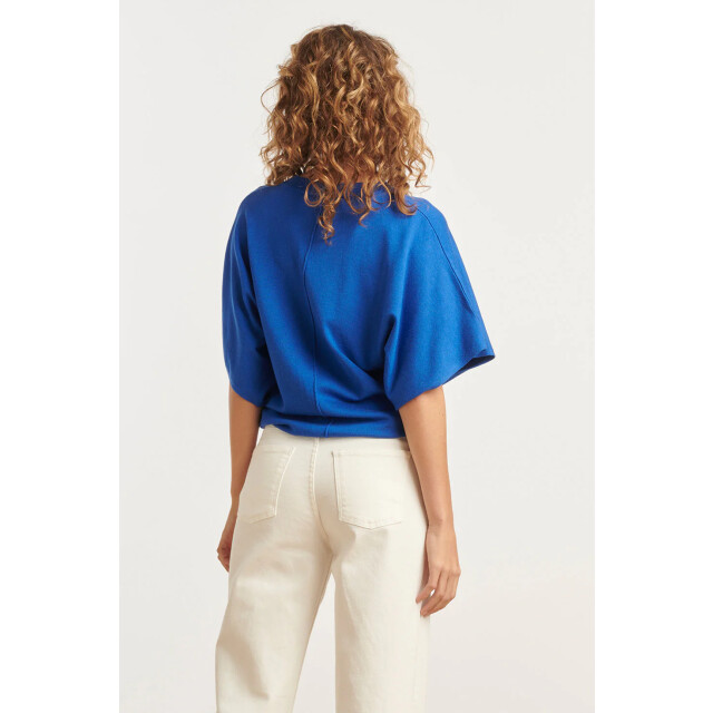 Smashed Lemon 25103 cobalt blauwe losse gebreide top met 3/4 kimono 25103-650-3XL large