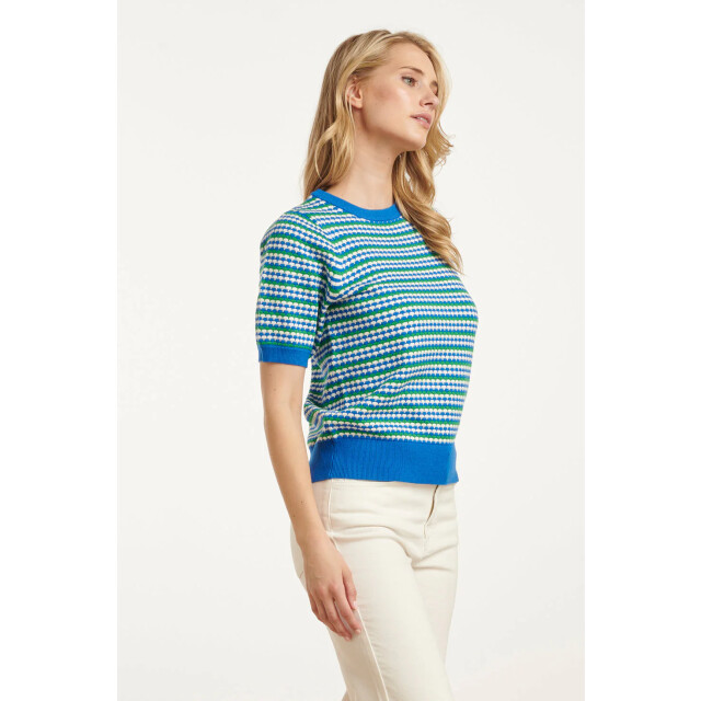 Smashed Lemon 25108 gebreide top met puffy mouwenkobalt, fel | 25108-650-530 large