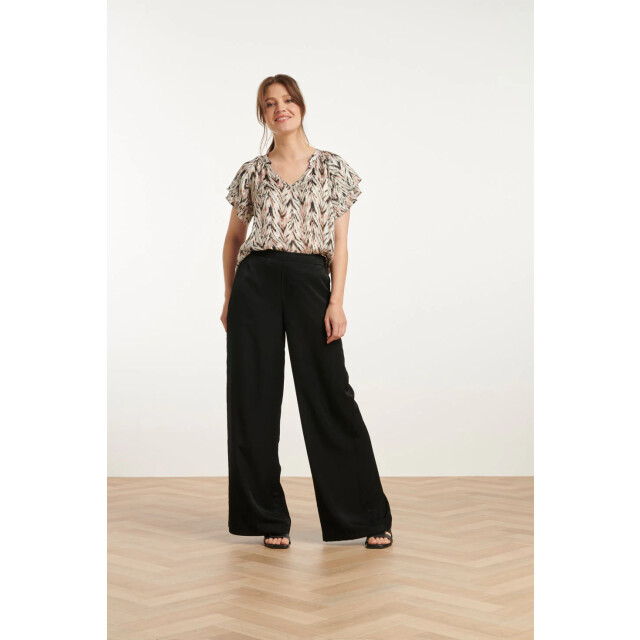 Smashed Lemon 25079 chiffon top met grafisch zigzag print, | 25079-010-998 large