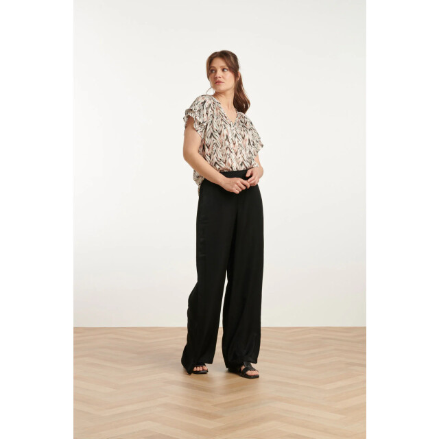 Smashed Lemon 25079 chiffon top met grafisch zigzag print, | 25079-010-998 large