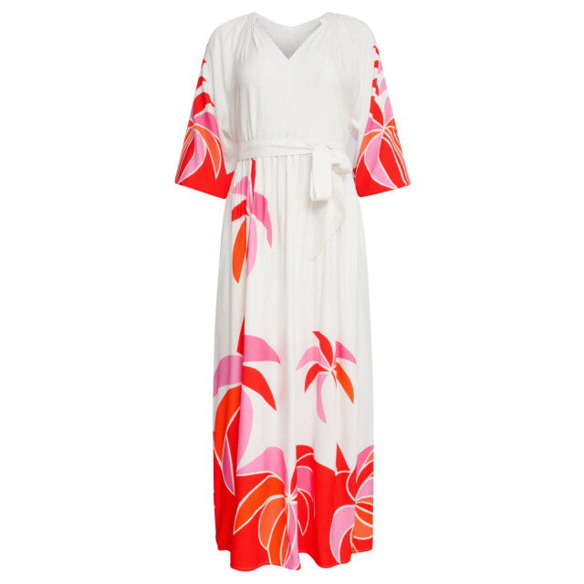 Smashed Lemon 25058 off white flowy maxi jurk met helder palm print | 25058-450-998 large